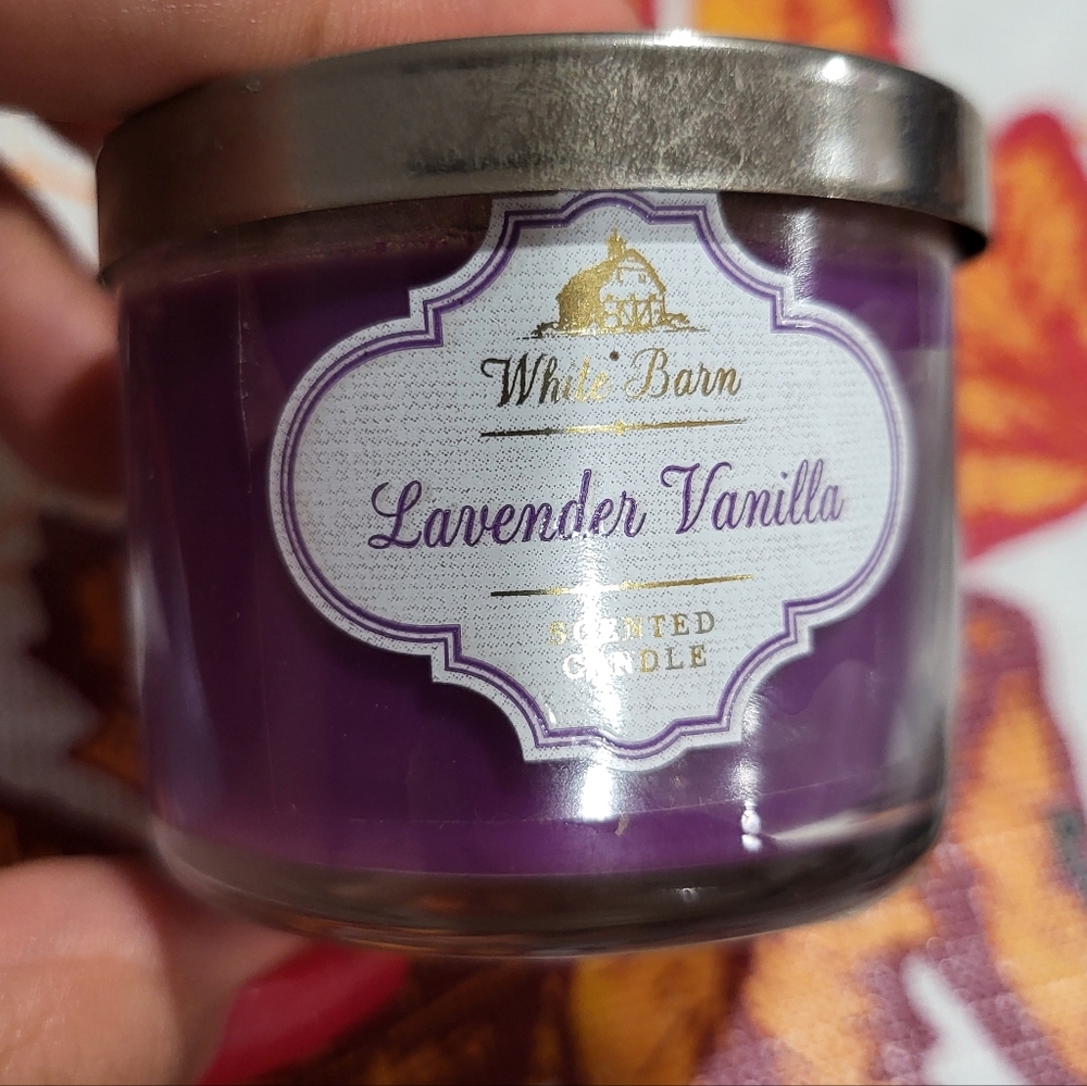 Bath Body Works White Barn LAVENDER VANILLA Mini Candles, lids, 1.3 oz.